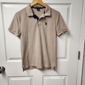 U.S. Polo Assn. boys beige khaki short sleeve pique polo size XL (14/16)